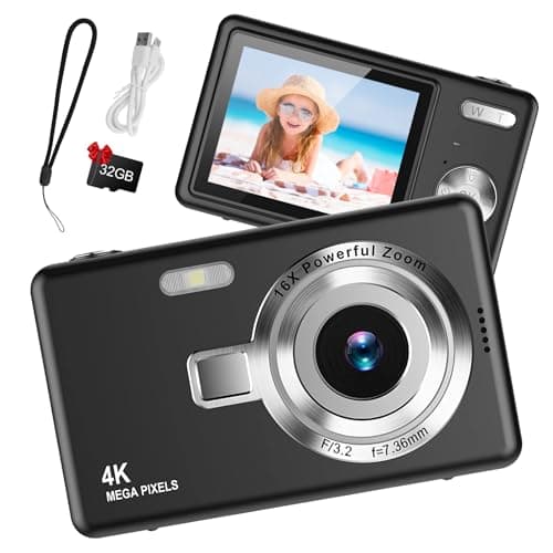 Image of Digital Camera 1080P FHD 44MP with 2.4" LCD Screen,16X Digital Zoom, Small Portable Vlogging Camera with 32gb SD Card for Kids Teen Students Beginner
