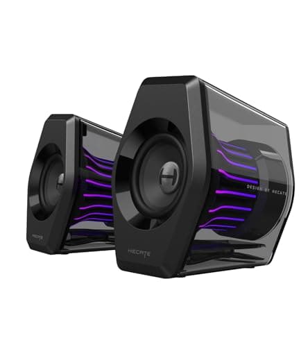 Image of Edifier G2000 Pro 2.0 RGB Gaming Speakers with 64W Peak Power, Virtual 7.1 Surround Sound, 270° TempoFlow Light Sync, Transparent PC Speakers, BT5.4/USB-C/AUX for PC, PS5, Switch, Game Console (Black)