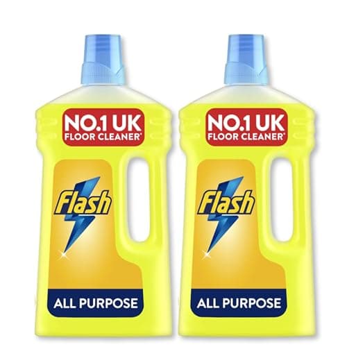 Image of Flash Floor Cleaner All Purpose Lemon 1L (Pack of 2) – Cuts Grease and Dirt, Streak Free Shine, Fresh Citrus Scent, Multi Surface Cleaning, Cold Water Formula, Energy Saving Household Cleaner