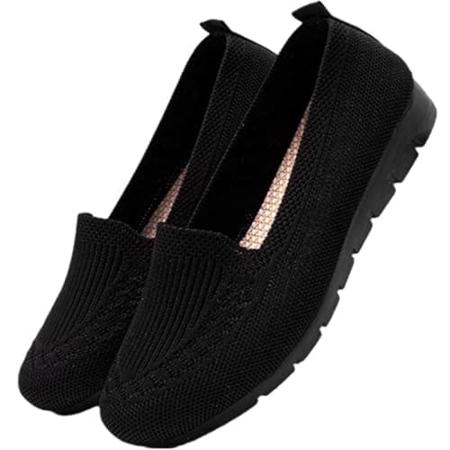Image of Generic Womens Shoes Loafers Women Orthopedic Shoes Canvas Shoes Women Loafers Slip On Walking Shoes - Breathable Knit Mesh & Non-Slip Soft Sole, Lightweight Arch Support Comfort Flats for Work Travel