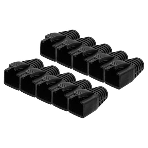 Image of sourcing map 100 Pack Cable Connector Boot Cover, Cat6A Cat7/7A Ethernet Network Cable Strain Boot, 8mm Hole Diameter(Black)