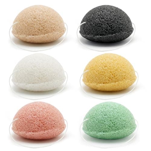 Image of Konjac Sponge Pack of 6 – Natural Facial & Body Exfoliating Sponges for Sensitive Skin, Deep Cleansing & Gentle Daily Use