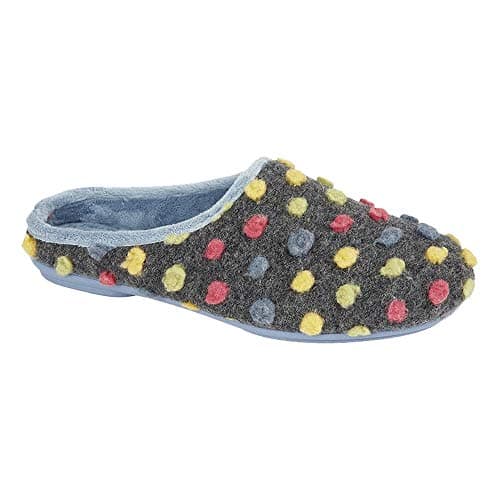 Image of Sleepers Amy Ladies Spotted Knit Mule Slippers Blue UK 4