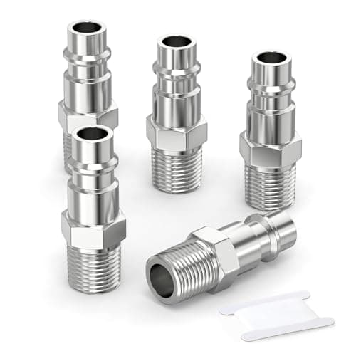 Image of GASHER 5PCS 1/4 Inch Air Line Connectors, 1/4" BSP Male Thread Euro Airline Hose Compressor Fittings, Quick Connect Air Coupler Air Hose Fittings,Air Plug