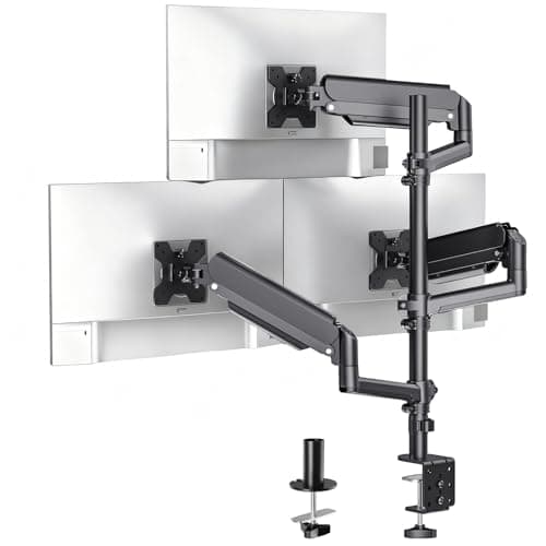 Image of WALI Triple Monitor Mount for 13-34 Inch Screens, Full Adjustable 3 Monitors Desk Mount with Clamp & Grommet Base, Triple Monitor Arm, up to 9 kg Each, VESA 75x75 100x100 mm (GSDM003XL), Black