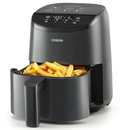 Image of COSORI Small Air Fryer, 2L, Led Touch-control Display, 900W, 53% Faster, Nonstick and Dishwasher Safe, 30 Online Recipes, Low Noise, 97% Less Oil, Black