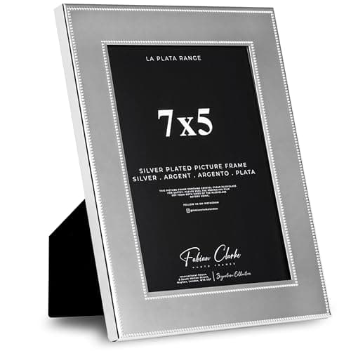 Image of Silver Plated Photo Frame Picture Frame Polished Finish With Double Trim Detail and Tarnish Protected for Wedding Picture or Family Photos (7x5)