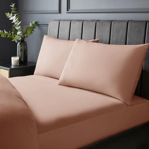 Image of Silentnight Pure Cotton Fitted Sheet - Cool Soft Touch 200 Thread Count - Extra Deep 40cm Bed Mattress Sheet - Breathable 100% Cotton - Elasticated Corners, Machine Washable, Dusky Pink, Double
