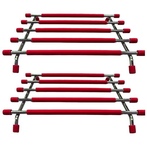 Image of 4All Kitchen Trivet Stand Heat Resistant Anti Slip Worktop Protector Stainless Steel Stand For Hot Pans (RED, Pack of 2)