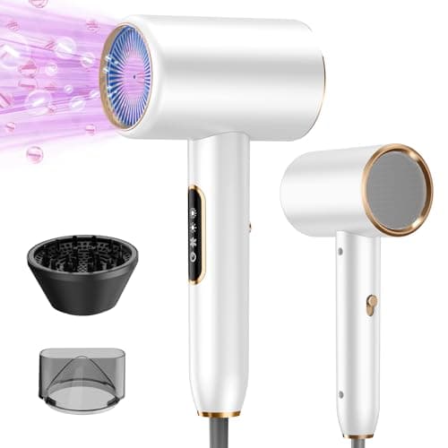 Image of Hair Dryer Professional Ionic Hairdryer with Diffuser Concentrator, 2 Speed 3 Heat Setting Hairdryers for Women Hair Dryer Men 2400W Fast Drying and Light Blowdryer