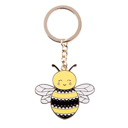 Image of Sass & Belle Bee Happy Enamel Keyring, Yellow/Black, S