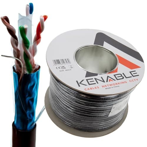 Image of kenable External Shielded CAT6 Outdoor Use Copper Ethernet Cable FTP Reel 100m