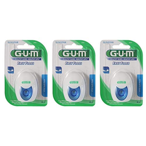 Image of GUM Dental Floss, PTFE Waxed, Tear-Resistant, Mint, 90 meter (3x30m), Shred Resistant, Gum Line Plaque Removal, Adult, Includes Floss Dispenser, Pack of 3