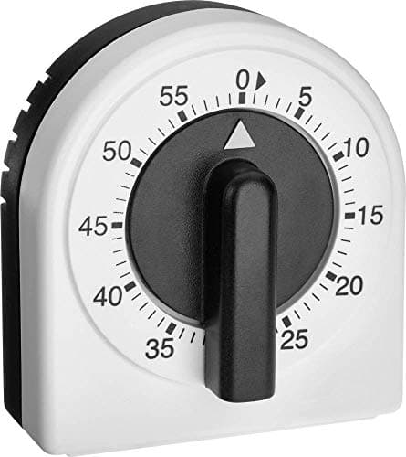 Image of TFA Dostmann Analogue Kitchen Timer, 38.1041, Egg Clock, adjustable up to 60 min, mechanical, without Batteries, Black-White