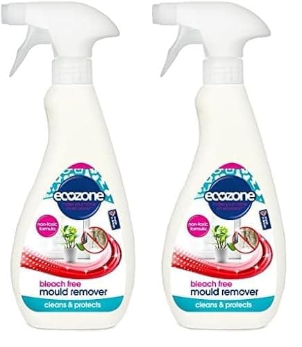 Image of Ecozone Mould Remover, Bleach Free Anti-Bacterial Non Toxic Eco Formula, Cleans & Protects, Prevents Mouldy Re-Growth, Safe for Most Home Surfaces, Vegan Friendly (500ml Spray) (Pack of 2)
