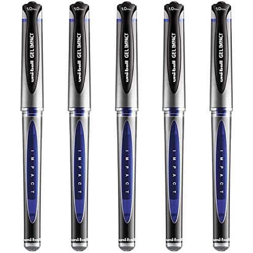 Image of uni-ball UM-153S Gel Impact Broad Rollerball Pens - 1mm Nib, 0.6mm Line Width - Blue Ink (5)
