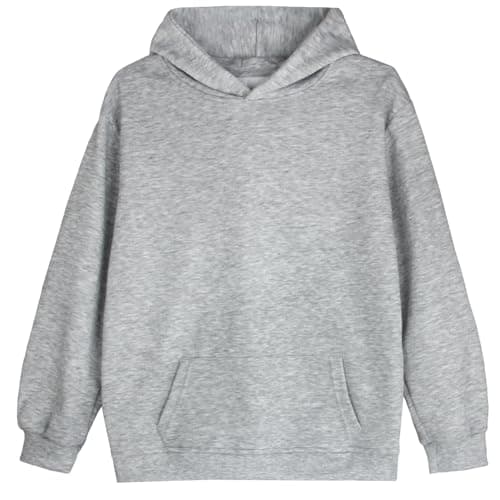Image of Discoball Kids Plain Sweatshirt Hoodie Soft Pullover Top Jumper Casual Fashion Sweatshirts for Girls Boys Unisex Hooded with Pocket Grey