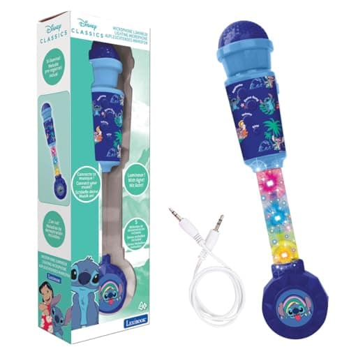 Image of LEXIBOOK, Disney Stitch, Luminous Microphone for children, Musical Toy, Built-in speaker, Light effects, Aux-in socket, Blue, MIC90DLXB