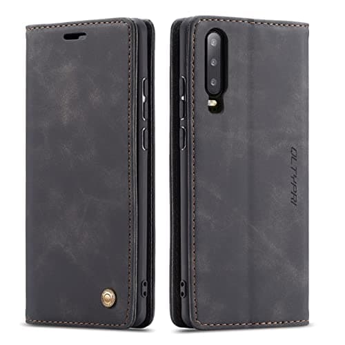 Image of QLTYPRI Case for Huawei P20 Pro, Vintage PU Leather Wallet Case with Credit Card Slot Holder Stand Function Magnetic Closure Shockproof Flip Cover for Huawei P20 Pro - Black