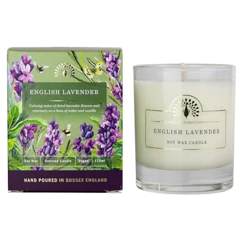 Image of The English Soap Company Signature Scented Candle, Hand Poured Scented Soy Wax Candle with 35 Hour Burn Time, English Lavender Scented Candle, 170mls