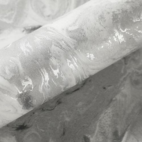 Image of Pamatio Marble Textured Glitter Effect Wallpaper Silver Grey Living Room Wall Paper Modern Luxury Vintage Classic Swirl Pattern - Slightly Shiny Feature - for Bedroom Adults Corridor, 9.5m