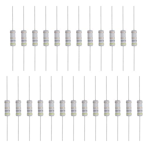 Image of sourcing map 25 Pcs 4.7 Ohm Resistor, 3 Watts 5% Tolerance Metal Oxide Film Resistor Axial Lead, Flame Proof for DIY Electronic Projects Circuits Experiments