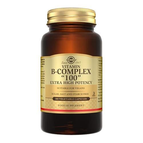 Image of Solgar Vitamin B-Complex "100" Extra High Potency Vegetable Capsules - Pack of 100 - Supports Mental Performance and Reduces Fatigue - Vegan