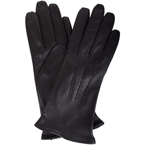 Image of SNUGRUGS Womens Soft Leather Winter Glove with Three Point Stitch Detail - Black - Medium (7")