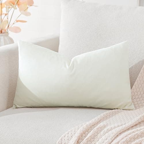 Image of Artscope Luxury Velvet Cushion Covers Super Soft Decorative Rectangle Throw Pillow Covers Case Cushion Covers for Sofa Couch Bedroom Car Decor 40x60cm Cream White