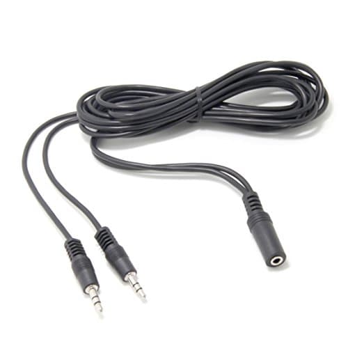 Image of Ancable 3.5mm Stereo Female to 2-Male Y-Splitter Audio Cable 2M, 1/8" Female to 2 Dual 1/8" Male Aux Mic Splitter Jack Cable for Speaker, Headphones, PC, Laptop, Aluminum Connector