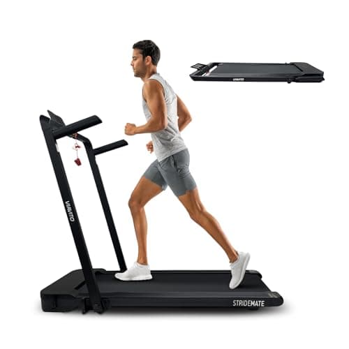 Image of VIAVITO StrideMate 2-in-1 Walking Pad & Treadmill, Flat-Folding Compact Portable Motorised Underdesk Home Office Friendly Running & Walking Machine with LED Display, Tablet Holder & Adjustable Speed