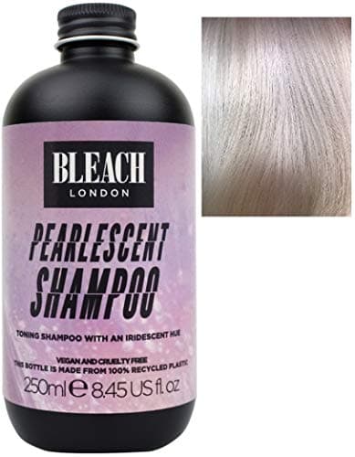 Image of Bleach London Pearlescent Toning Shampoo, Iridescent Purple Colour Depositing Formula for Blonde Hair, Removes Brassy Yellow Tones, Helps Build or Maintain Pearly Purple Colour Paraben Free 250ml