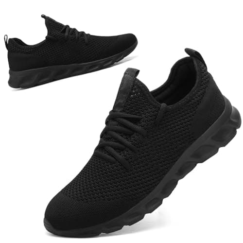 Image of Womens Trainers Running Shoes Ladies Walking Slip on Gym Tennis Sneakers Lightweight Work Sport Shoe Black Size 6