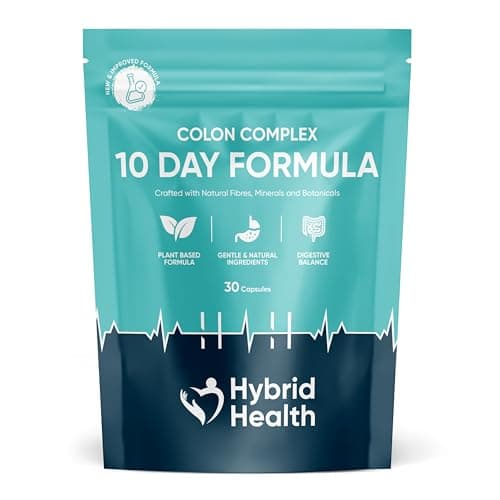Image of Hybrid Health Colon Cleanse 10 Day Detox Supplement for Men & Women - 30 Vegan Gut Cleanse Capsules, New & Improved Formula