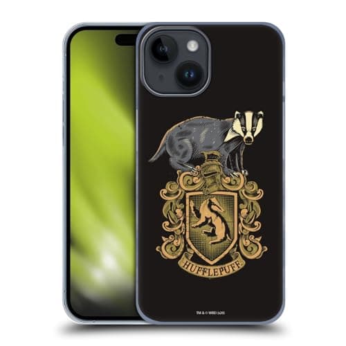 Image of Head Case Designs Officially Licensed Harry Potter Hufflepuff Deathly Hallows XIV Hard Back Case Compatible With Apple iPhone 15