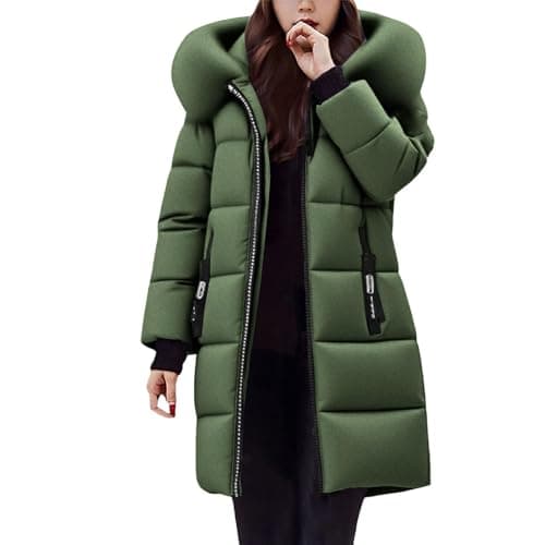 Image of Generisch Women's Winter Coat, Elegant Lined Quilted Jacket, Thick Warm Down Jacket, Long Elegant Winter Parka, Plain, Comfortable Winter Jacket, Lightweight Quilted Coat, Windproof Outdoor Jacket