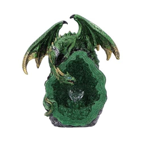 Image of Nemesis Now Emerald Overseer Dragon Statue - 18cm Resin Figurine with LED Light, Hand-Painted Dragon Figure for Collectors and Fantasy Decor