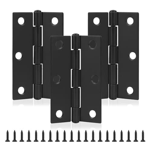 Image of MABAHON 3PCS Door Hinges,75mm (3 Inch) Black Butt Hinges with 20PCS Hinge Screws for Outdoor and Internal Doors Home Furniture Wooden Door Hinge Thickened Folding Butt Hinge