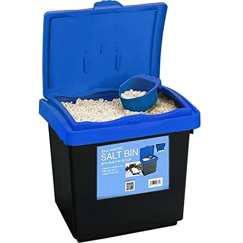 Image of KetoPlastics Rock Salt Storage Bin - Grit Spreading Store Plastic Container Box with Scoop for Rock Salt or White Salt for De-icing Paths and Driveways (30 LITRE)