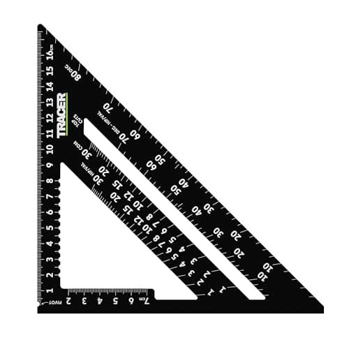 Image of TRACER Speed Square 175mm (7 Inch). Rafters Square with Metric and Hip & Valley Scales. Roofing and Carpentry Marking Tool
