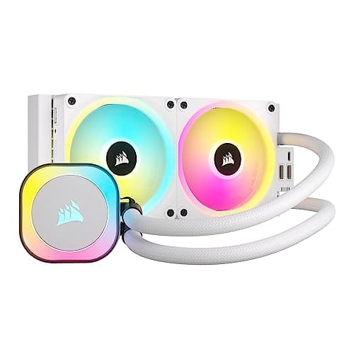 Image of Corsair iCUE LINK H100i RGB Liquid CPU Cooler - 240mm AIO - QX120 RGB Fans - Fits Intel® LGA 1700, AMD® AM5 - iCUE LINK System Hub Included - White