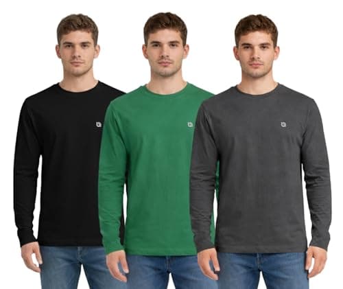 Image of Bahob® 3 Pack Men's Long-Sleeved T-Shirt Round Neck T-Shirts Comfortable Crewneck Neck Tops for Men Soft Cotton S-3XL (3XL, MFTS-160-F)