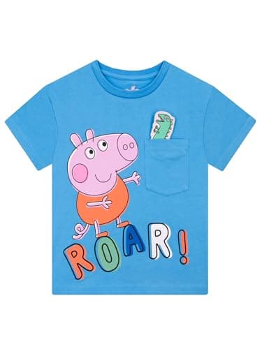 Image of Peppa Pig Boys Tshirt | George Pig Kids T Shirt | Short Sleeve Summer Top | Cotton Boys' T-Shirts | Blue 2-3 Years