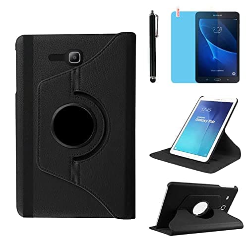 Image of Case for Samsung Galaxy Tab 3 Lite 7.0'' 2014 (SM-T110 T111 T113 T116) - 360 Degree Rotating Stand Case Full Protective Cover,with Stylus Pen,Screen Film (Black)