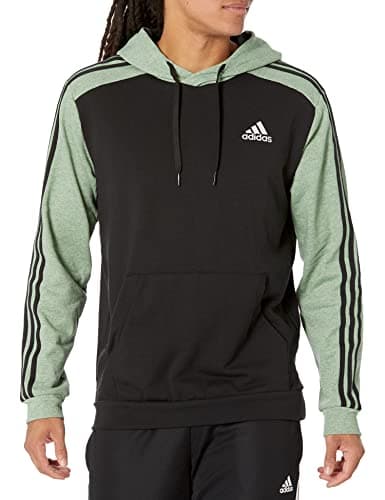 Image of adidas Men's Essentials M lange French Terry Hoodie, Black/Green Oxide Melange, Small
