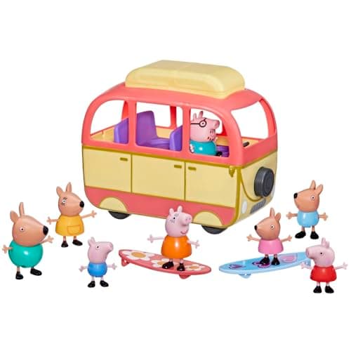 Image of Peppa Pig Peppa Visits Australia Campervan Vehicle Preschool Toy; Includes 8 Figures, 4 Accessories, for Ages 3 and Up