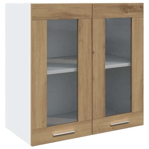 Image of vidaXL artisan oak kitchen wall cabinet - 60x31x60 cm - engineered wood & glass - modern design - ideal for kitchen storage and organization