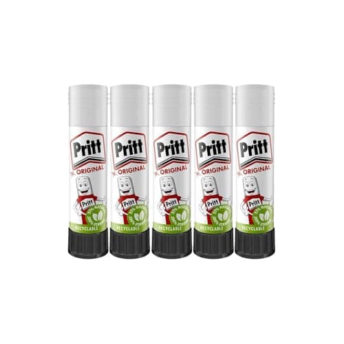 Image of ZYBUX - PRITT Glue Sticks (5 Pack, 11g) - 90% Natural, Strong Hold, Child-Friendly Adhesive for Home, School, Office, and Crafts