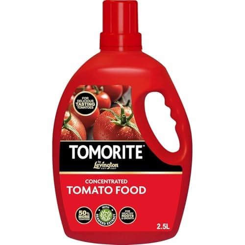Image of Levington Tomorite Concentrated Tomato Food 2.5L | Britain's Favourite Liquid Tomato Feed | Makes up to 562L of Feed | High-Potash NPK 4-3-8 with Seaweed Extract | 50% More Tomatoes | Best Value Size