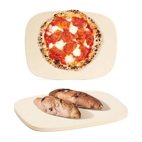 Image of ROCKSHEAT Pizza Stone, Unique Shape 40 x 30cm Pizza Stones for Oven Grill BBQ, Heavy Duty Cordierite Baking Stone for Pizza & Bread & Cookies, Innovative Irregular Design Grilling Stone